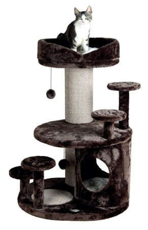 Rozbudowany drapak dla kota z budką i legowiskiem - brąz